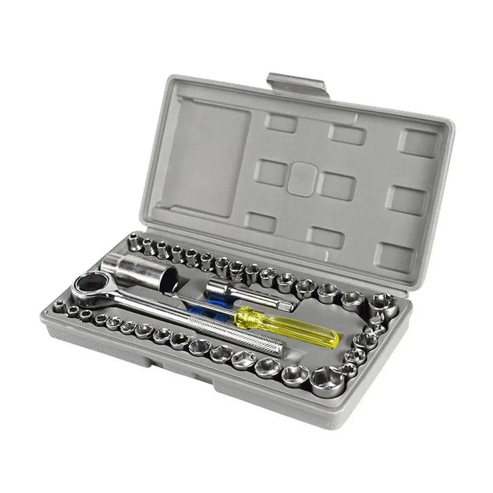 Caisse De 40 Clés À Douilles Mixtes 1/4″ Et 3/8″. ..........ملاحظة 👌السعر (بعد التخفيض 250ألف فقط)